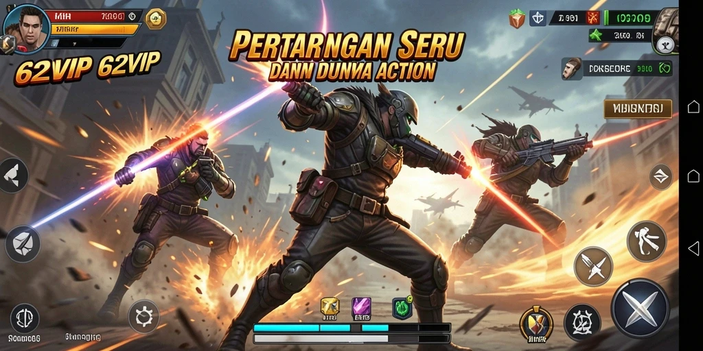 Tampilan gameplay mendebarkan dalam 62VIP yang penuh aksi.