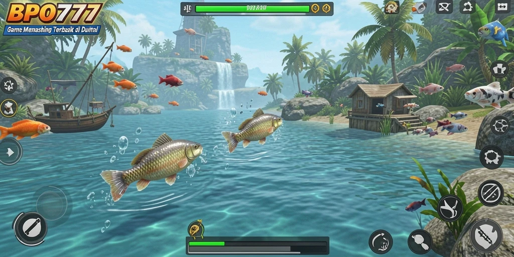 Tampilan gameplay utama saat memancing ikan di BPO777.