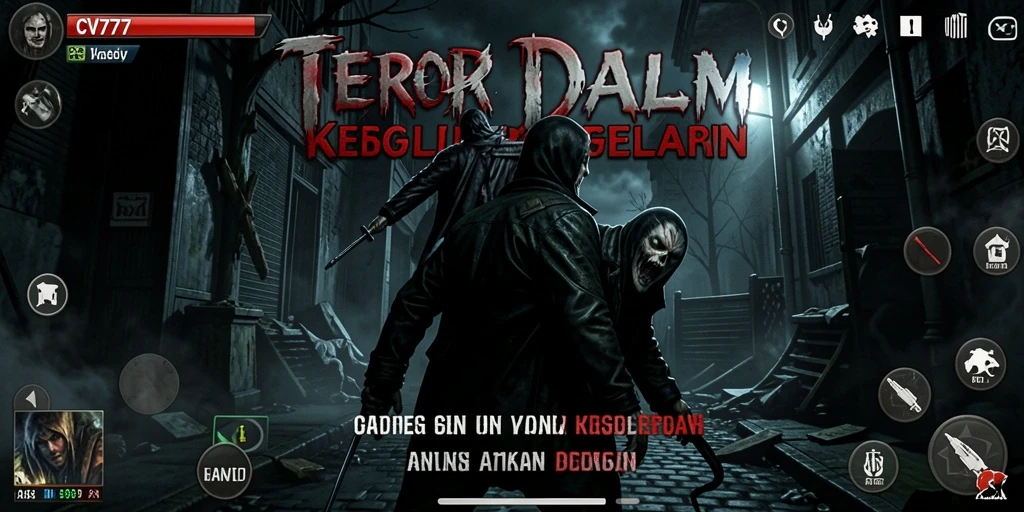 Screenshot gameplay mendebarkan CV777 menampilkan suasana kegelapan dan ketegangan.