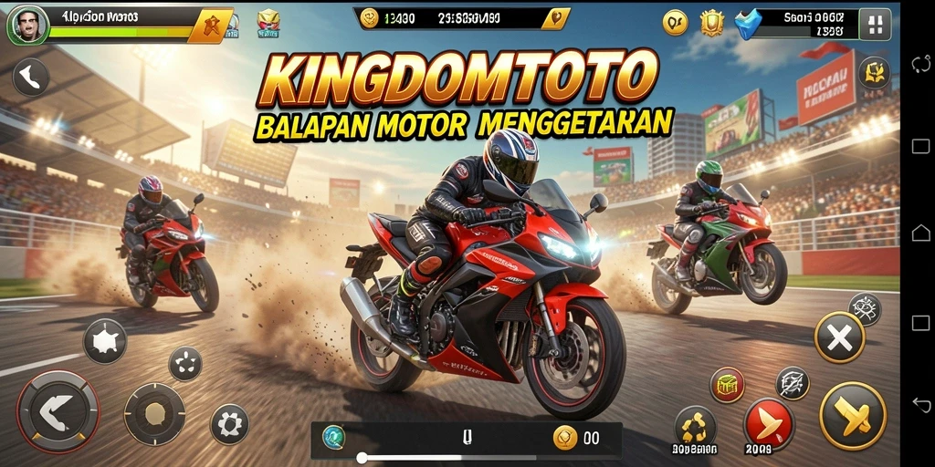 Tampilan menarik dari gameplay balapan motor KINGDOMTOTO.