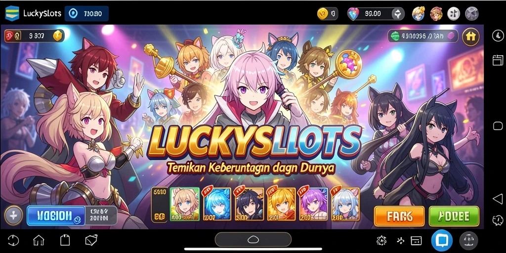 Tampilan menarik dari gameplay LUCKYSLOTS dengan karakter anime.