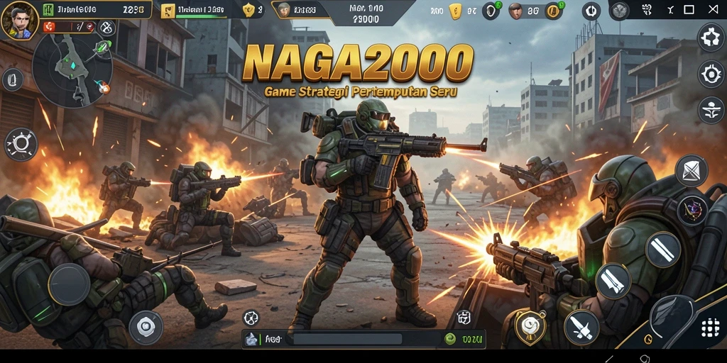 Tampilan gameplay NAGA2000 dengan aksi pertempuran yang mendebarkan.