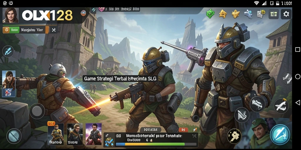 Screenshot utama OLX128 menunjukkan momen strategis dalam gameplay SLG.