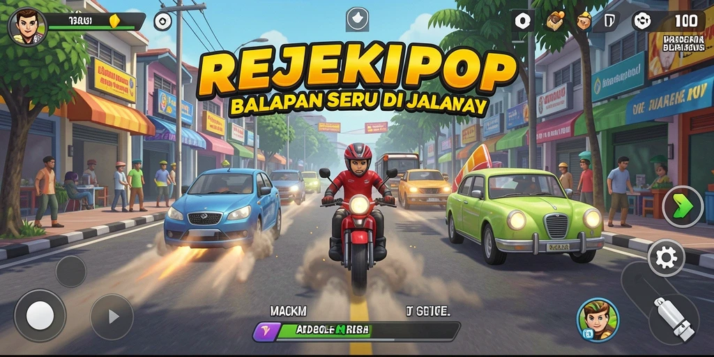 Tangkapan layar REJEKIPOP yang menunjukkan aksi balap intens.