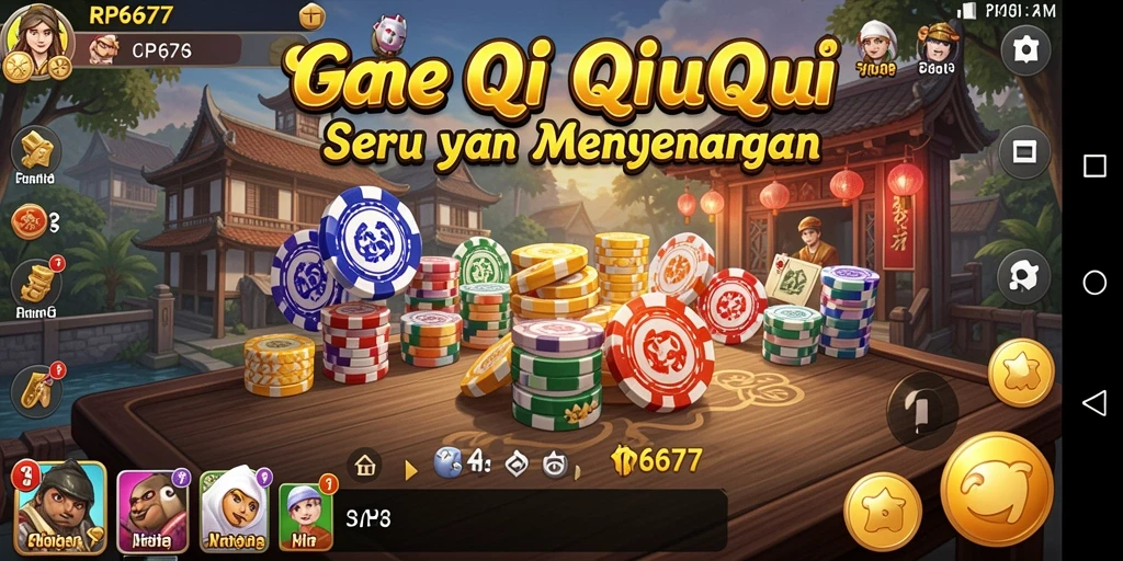 Tampilan gameplay seru dalam RP6677 menunjukkan strategi QiuQiu yang mendebarkan.