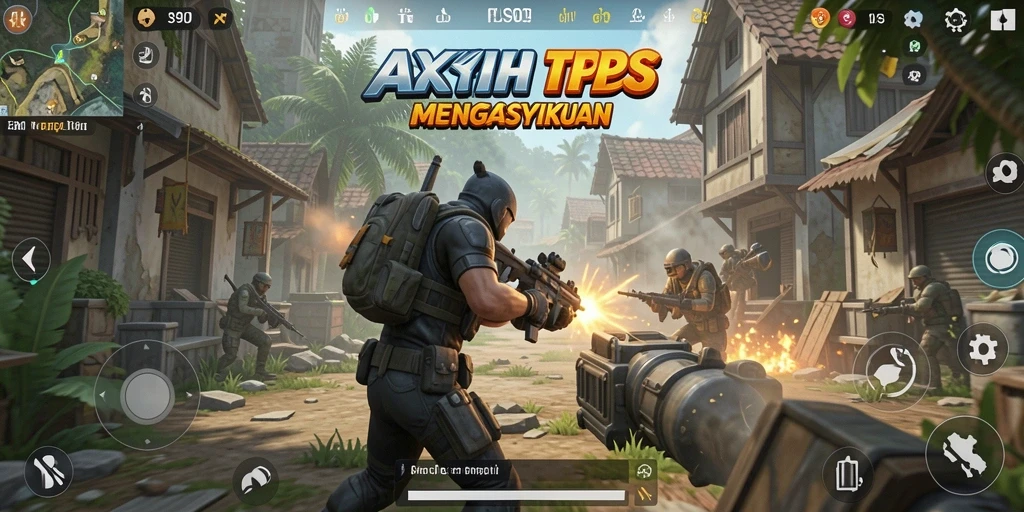 Screenshot menunjukkan aksi seru permainan TPS S80 di medan tempur.
