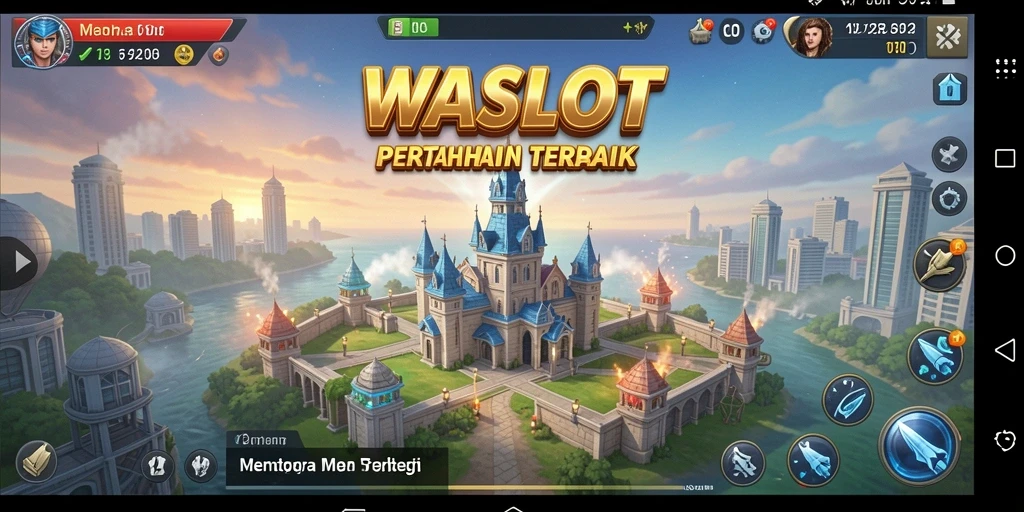 Tampilan gameplay WASLOT dengan menara yang menawan.