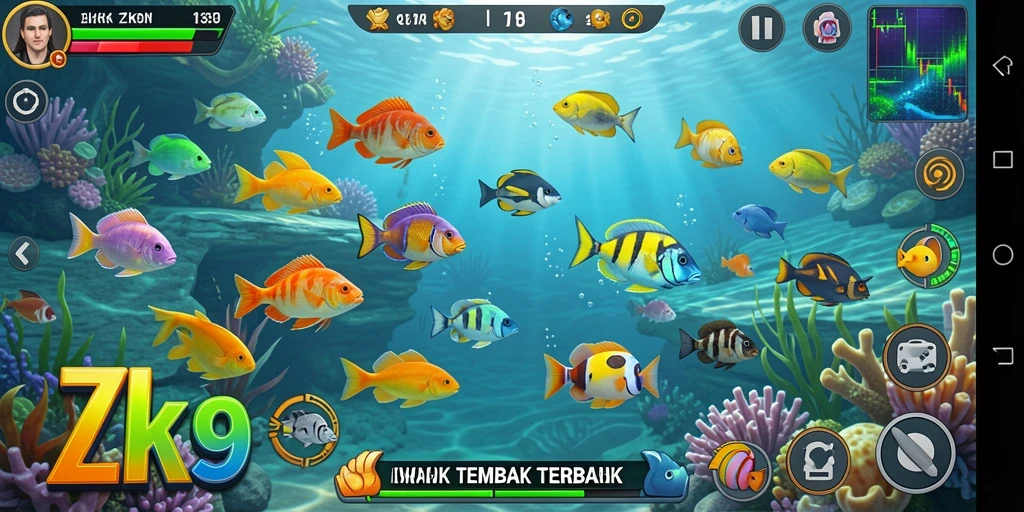 Screenshot yang menampilkan aksi seru dalam gameplay Tembak Ikan.